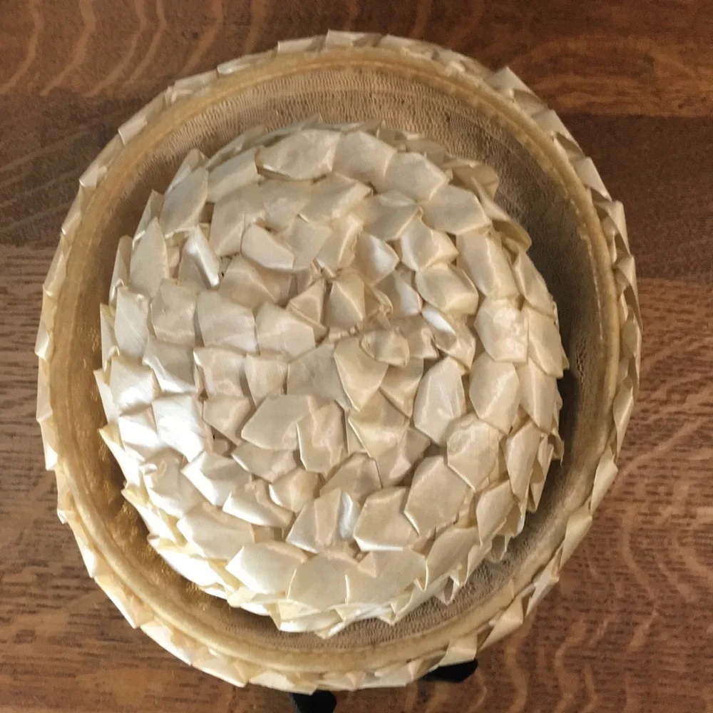 Vintage Rawak Cream Woven Straw Boater Hat - Picture 6 of 8